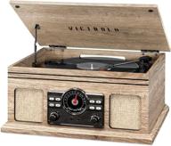 farmhouse oatmeal victrola 4-in-1 nostalgic bluetooth record player with 3-speed turntable, fm radio logo