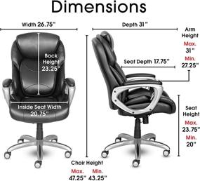 img 3 attached to 🪑 Serta My Fit Executive Office Chair: Adjustable Ergonomic Design, Layered Cushions, Bonded Leather, 360 Motion Support - Black