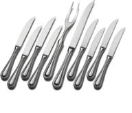 🍴 gourmet basics by mikasa vintage bead 10-piece hollow handle carving set | stainless steel, service for 8 logo