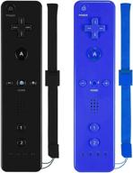 zerostory remote controller set for wii wii u console - 2 pack with silicone case, wrist strap (black and dark blue) logo