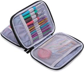 img 3 attached to 🧶 Premium Damero Crochet Hook Case with Zipper Bag, Web Pockets - Perfect for Crochet Needles and Knitting Accessories, Portable and Durable, Medium Size, Gray Dots (Accessories Not Included)
