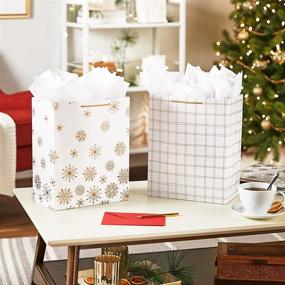 img 3 attached to 🎁 Hallmark 13" Large Holiday Bag Bundle: 4 White Bags for Christmas, Hanukkah, Weddings, Graduations