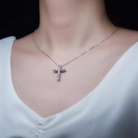 img 3 attached to 💎 GIGAJEWE Moissanite Cross Pendant Necklace Gift - 1.1ct Total, 3mmX11 Round Cut EF VVS1 Moissanite, 925 Silver - Ideal for Girlfriends