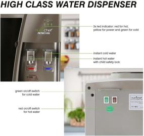 img 1 attached to 🚰 Nutrichef Hot and Cold Water Cooler Dispenser with Child Safety Lock - Black-Chrome Finish