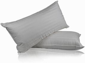 img 3 attached to 🛌 2-Pack Superior 100% Down Pillows - 700 Fill Power (32oz.) - Hungarian White Goose Down Sleeper - 100% Cotton Striped Damask Shell Pillowcase - King Size, 20 x 36-inch–Made in USA