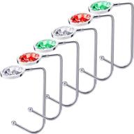 🎅 sunshane christmas stocking holders: 6-piece mantel hooks for safe and stylish christmas party decorations in white, red, and green логотип