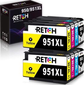 img 4 attached to 🖨️ High-Quality RETCH Compatible Ink Cartridge Set for HP 950XL 951XL 950 951 - Officejet Pro Printer Tray (8 Pack)