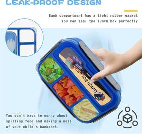 img 1 attached to 🥪 Mataidee Bento Lunch Box - Leak-Proof, 5 Cup Insulated Container with 4 Compartments, Fork Included - Ideal for Toddler, Kids and Adults - Blue, Microwave/Dishwasher/Freezer Safe