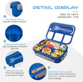 img 2 attached to 🥪 Mataidee Bento Lunch Box - Leak-Proof, 5 Cup Insulated Container with 4 Compartments, Fork Included - Ideal for Toddler, Kids and Adults - Blue, Microwave/Dishwasher/Freezer Safe