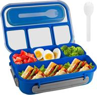 🥪 mataidee bento lunch box - leak-proof, 5 cup insulated container with 4 compartments, fork included - ideal for toddler, kids and adults - blue, microwave/dishwasher/freezer safe логотип