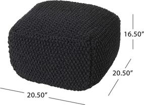 img 1 attached to Christopher Knight Home Dark Grey Knitted Cotton Square Pouf - Joyce