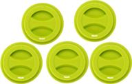 convenient and durable 5-pack coffee mug lid set by ksendalo: reusable silicone lids for travel mugs, eco-friendly and in vibrant green логотип