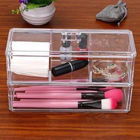 img 3 attached to 💄 Hipiwe Acrylic Cotton Ball and Swab Holder: Organize Your Makeup and Supplies in Style!