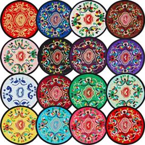 img 4 attached to 🍸 Vintage Embroidered Coasters - Absorbent Coaster Set for Enhanced Décor and Function