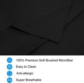 img 3 attached to 🛏️ Twin Size LiveComfort Flat Sheet - Extra Soft Brushed Microfiber Flat Black Sheet, Machine Washable & Wrinkle Free, Breathable Fabric (Black, Twin)