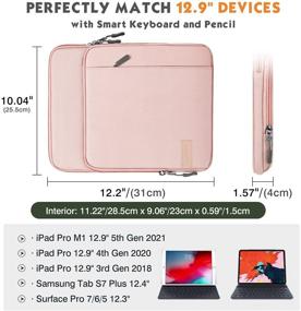 img 3 attached to 🎒 MoKo 12.9 Inch Laptop Tablet Sleeve Bag Case with Storage Pockets for iPad Pro 12.9 2021/2020/2018, iPad Pro 12.9 2017/2015, Surface Laptop Go 12.4 inch - Pink