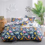 🦖 dinosaur pattern reversible twin bedding set - blue duvet cover with 1 envelope pillowcase and 1 duvet cover for boys (dinosaur theme) logo