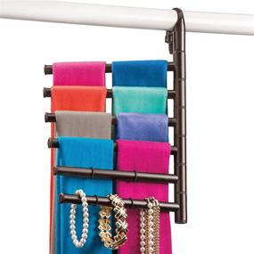 img 3 attached to 🧣 Bronze Lynk Hanging Scarf Rack and Accessory Organizer - Pivoting Closet Hanger Rack