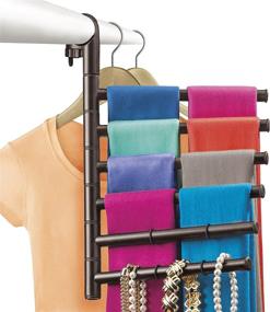 img 4 attached to 🧣 Bronze Lynk Hanging Scarf Rack and Accessory Organizer - Pivoting Closet Hanger Rack