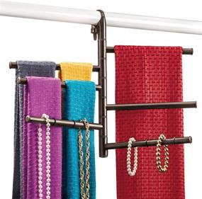 img 2 attached to 🧣 Bronze Lynk Hanging Scarf Rack and Accessory Organizer - Pivoting Closet Hanger Rack