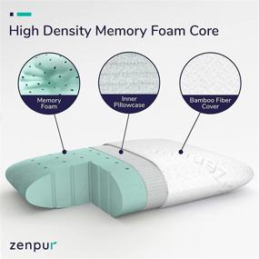 img 1 attached to ZenPur Memory Foam Подушка для поддержки шеи - ортопедическая подушка для бокового сна - Подушечный чехол из бамбука, сертифицированный Oeko-Tex & CertiPUR-US - Гарантия 10 лет