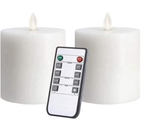 img 4 attached to 🕯️ Only-us White Flameless Candles Set of 2 (3x3 inch) Flickering LED Candles with Remote Control Timers - Battery Operated Dimmable Pillars for Table/Fireplace/Party/Wedding/Christmas Decoration