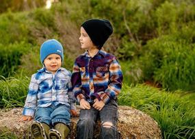 img 1 attached to 👶 Adorable Born to Love Black and Gray Baby Skull Tag Beanie Baby Hat: Stylish Comfort for Your Little One!