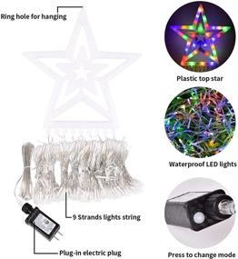 img 1 attached to 🌟 Outdoor Christmas Decoration Star String Lights - Waterproof 300 LED Waterfall Tree Lights with Topper Star, 8 Lighting Modes - Perfect Xmas Lights for Indoor, Home, Yard, Party, Wedding Decor - Multi-Colored