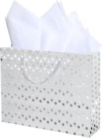 img 1 attached to 🎁 Set of 3 Medium Gift Wrap Bags with Glitter Polka Dots Pattern - Assorted Colors, 15 x 12 inches
