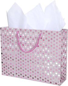 img 2 attached to 🎁 Set of 3 Medium Gift Wrap Bags with Glitter Polka Dots Pattern - Assorted Colors, 15 x 12 inches