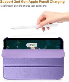 img 2 attached to 📱 DTTO iPad Mini 6 Case 2021: Silk Pattern Trifold Stand Cover, Purple - Supports Apple Pencil 2nd Gen Charging + Auto Wake/Sleep