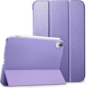 img 4 attached to 📱 DTTO iPad Mini 6 Case 2021: Silk Pattern Trifold Stand Cover, Purple - Supports Apple Pencil 2nd Gen Charging + Auto Wake/Sleep