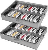 👠 adjustable dividers under bed shoe storage organizer set of 2 - fits 32 pairs, clear foldable shoe storage containers with reinforced handles and bottom support velcro logo