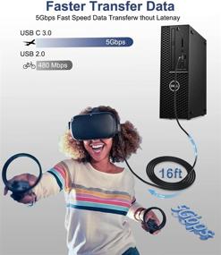 img 1 attached to 🔌 AkoaDa кабель-переходник для Oculus Quest 2 длиной 16 футов - высокоскоростной передача данных и быстрая зарядка для гарнитуры виртуальной реальности Oculus Quest и игрового ПК (черный)