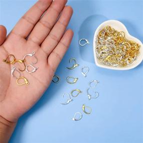img 1 attached to Pack of 200 French Earring Hooks Leverback Earwires 10x15mm – 📦 Silver and Gold Plated Brass Hypoallergenic Earring Supplies for Jewelry Making Findings