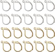 pack of 200 french earring hooks leverback earwires 10x15mm – 📦 silver and gold plated brass hypoallergenic earring supplies for jewelry making findings logo
