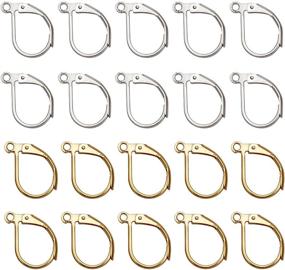 img 4 attached to Pack of 200 French Earring Hooks Leverback Earwires 10x15mm – 📦 Silver and Gold Plated Brass Hypoallergenic Earring Supplies for Jewelry Making Findings