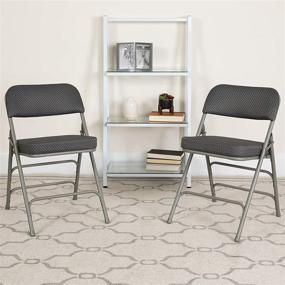 img 4 attached to 🪑 Premium Curved Triple Braced Folding Chair Set: Flash Furniture 2 Pack HERCULES Series, Gray Fabric & Metal, Double Hinged