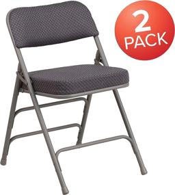 img 2 attached to 🪑 Premium Curved Triple Braced Folding Chair Set: Flash Furniture 2 Pack HERCULES Series, Gray Fabric & Metal, Double Hinged