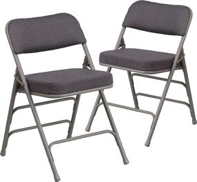 img 3 attached to 🪑 Premium Curved Triple Braced Folding Chair Set: Flash Furniture 2 Pack HERCULES Series, Gray Fabric & Metal, Double Hinged