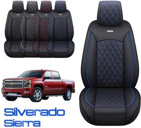 img 4 attached to Aierxuan Chevy Silverado GMC Sierra Car Seat Covers Pickup Custom Fit 2007-2022 1500 2500HD 3500HD Crew Double Extended Cab Waterproof Leather Seat Cushions (2 PCS Front