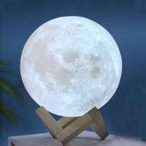img 4 attached to RMFSH Moon Lamp 7.1inch: 3 Colors, Galaxy Lamp for Bedrooms, Kids Night Light, Personalized Luna Lamp