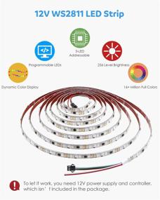 img 3 attached to 🌈 High-Quality WS2811 Digital Addressable LED Strip: Aclorol Programmable 5050 RGB 5M 300 LED Strip Dream Color White PCB Waterproof IP65 - 12V