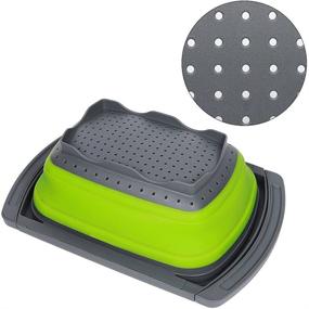 img 2 attached to 🥦 Qimh Collapsible Colander: Over-the-Sink Vegetable/Fruit Strainer with Extendable Handles, 6 Quart Folding Kitchen Strainer