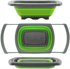 img 4 attached to 🥦 Qimh Collapsible Colander: Over-the-Sink Vegetable/Fruit Strainer with Extendable Handles, 6 Quart Folding Kitchen Strainer