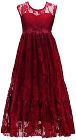 img 4 attached to Sleeveless Burgundy Princess Communion Birthday Girls' Clothing and Dresses