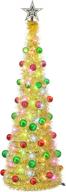 🎄 5 ft pop up christmas tree with 50 led multi-colored lights - battery operated tinsel xmas tree for indoor decorations логотип