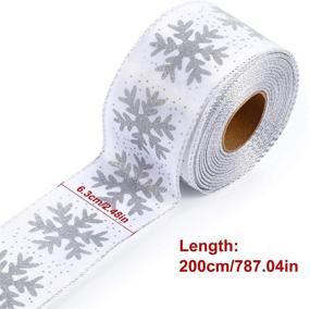 img 1 attached to 🎀 6.3 cm x 20 m Ivory Satin Ribbon Snowflake Wired Sheer Glitter Ribbon with Spool for Christmas Party Gift Wrapping Decoration