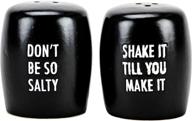 boston warehouse salt & pepper shaker 🧂 set - shake it till you make it, black logo