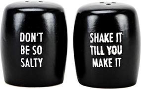 img 1 attached to Boston Warehouse Salt & Pepper Shaker 🧂 Set - Shake It Till You Make It, Black